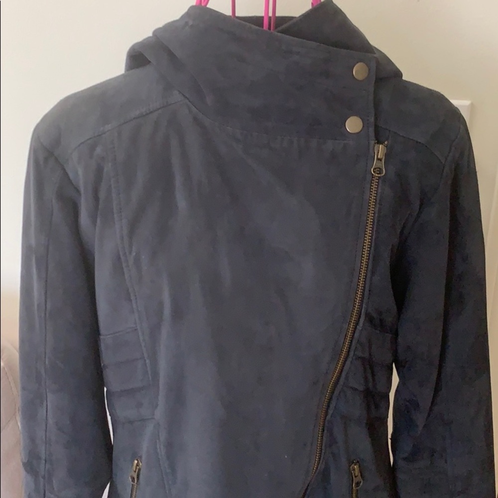 Tall Slim soft blue Suede Jacket size S/M